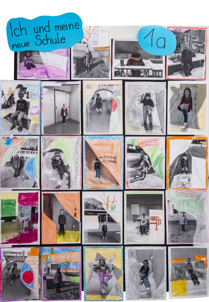 Lieblingsplätze aufs Papier gebracht! Jede Collage der Volksschüler:innen erzählt, wo Lernen,
Spielen und Entdecken im Haus besonders Spaß machen.